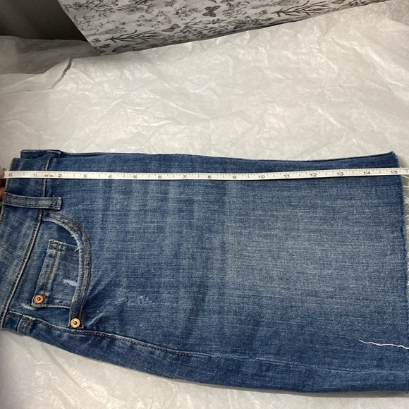 M1858 | Emery 5 Pocket Blue Denim Mini Skirt - distressed Hem - Small - Picture 9 of 9